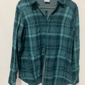 Columbia Women's Times Two Long Sleeve Tunic Shirt Dark Nocturnal Plaid